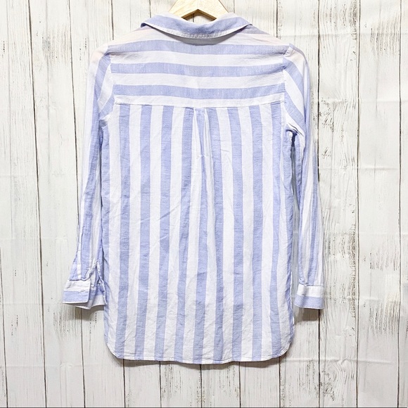 Lucia-Pink Blue Striped Button Down - S - Picture 7 of 7
